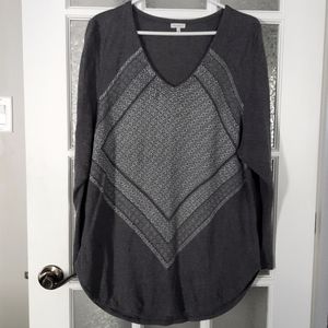 Part two | cashmere blend mandala print grey v neck sweater